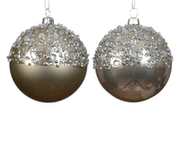 Kerstbal Glas Diamant Smokey Parel Ø8cm Assorti 1st