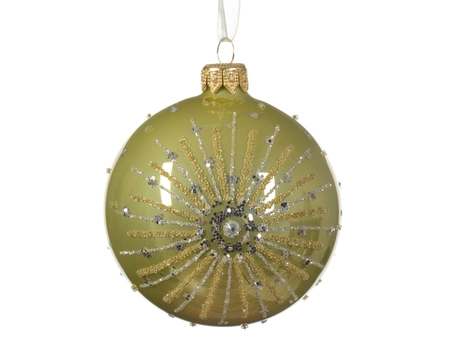 Kerstbal Glas Glitter Ø8cm Pistache Groen