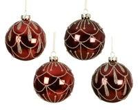 Kerstbal Glas Glitter Ø8cm Rood Assorti 1st