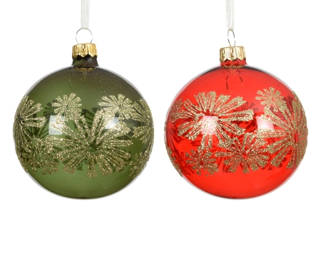 Kerstbal Glas Glitter Bloemen Ø8cm Assorti 1st