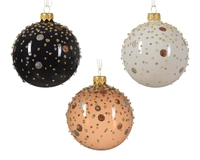 Kerstbal Glas Glitter Dot Ø8cm Assorti 1st