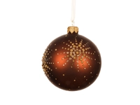 Kerstbal Glas Glitter Espresso Bruin Ø8cm 1st