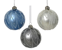 Kerstbal Glas Glitter Kralen Ø8cm Assorti 1st