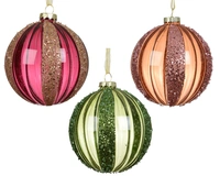Kerstbal Glas Glitter Lines Ø10cm Assorti 1st