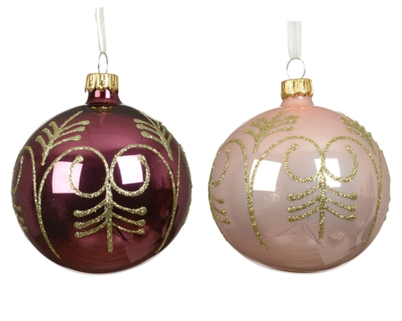 Kerstbal Glas Glitter Patroon Ø8cm Assorti 1st