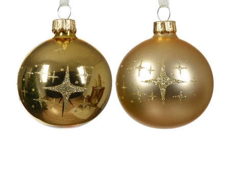 Kerstbal Glas Glitter Ster Ø6cm Goud Assorti 1st