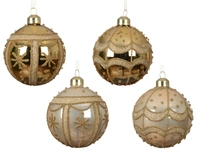 Kerstbal Glas Glitters Goud Ø8cm Assorti 1st