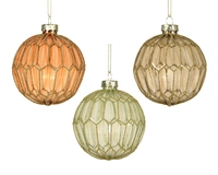 Kerstbal Glas Honeycomb Ø8cm Assorti 1st