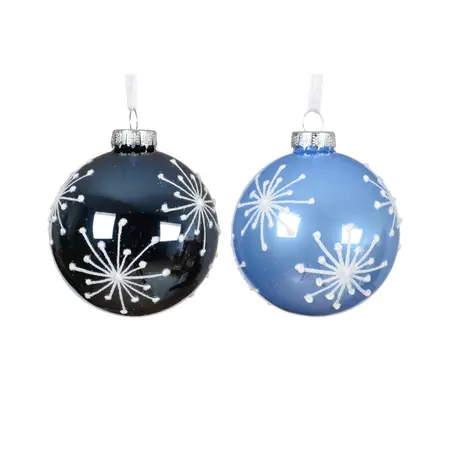 Kerstbal Glas Sneeuwvlok Ø8cm Assorti 1st