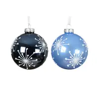 Kerstbal Glas Sneeuwvlok Ø8cm Assorti 1st