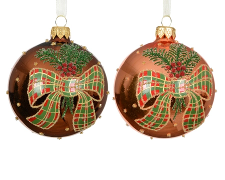 Kerstbal Glas Strik Ø8cm Assorti 1st