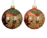 Kerstbal Glas Strik Ø8cm Assorti 1st