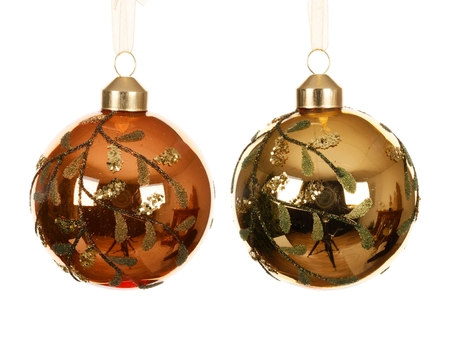 Kerstbal Glas Takken Ø8cm Assorti 1st
