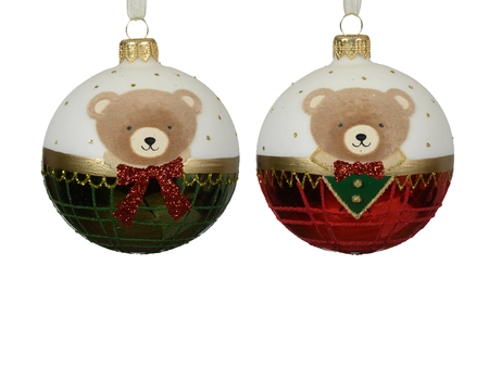 Kerstbal Glas Teddybeer Ø8cm Assorti 1st
