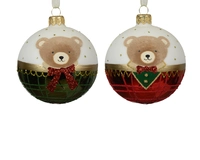 Kerstbal Glas Teddybeer Ø8cm Assorti 1st