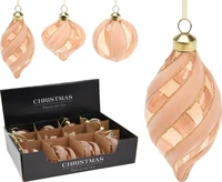 Kerstbal Glas Velvet Goud 8cm Assorti 1st