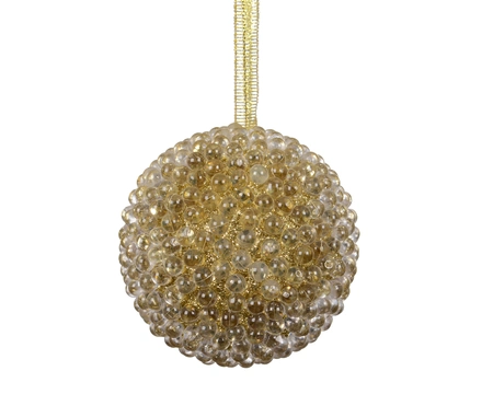 Kerstbal Glitter Beads Foam Goud Ø8cm