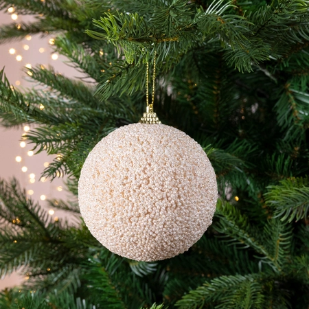 Kerstbal Glitter Beads Foam Parel Ø10cm