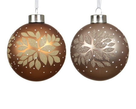 Kerstbal Glitter Blad Glas Ø8cm Assorti 1st