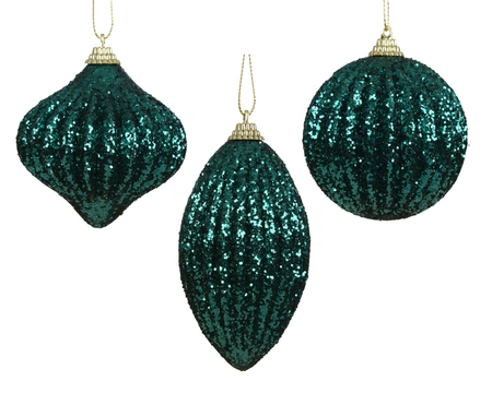 Kerstbal Glitter Foam Emerald Groen Assorti 1st