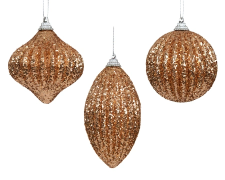 Kerstbal Glitter Foam Karamel Bruin Assorti 1st