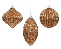 Kerstbal Glitter Foam Karamel Bruin Assorti 1st