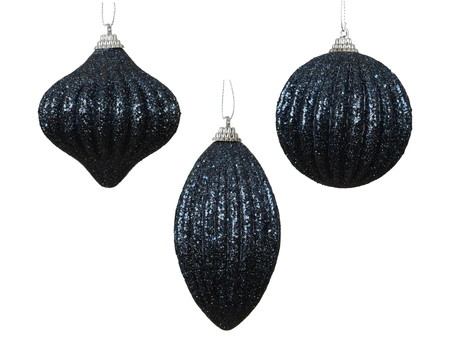 Kerstbal Glitter Foam Nacht Blauw Assorti 1st