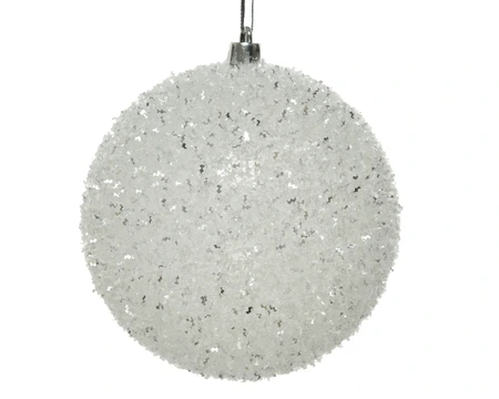 Kerstbal Ice Finish Glitter Plastic Wit Ø10cm