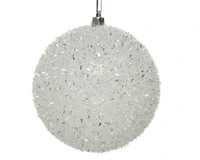 Kerstbal Ice Finish Glitter Plastic Wit Ø10cm