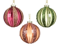 Kerstbal Glitter Lines Glas Ø8cm Assorti 1st