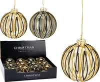 Kerstbal Glitter Stripes Glas Ø8cm Assorti 1st