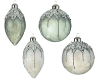 Kerstbal IJslak Ø8cm Wit en Groen Assorti 1st