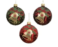 Kerstbal Kerstbel Glas Ø8cm Assorti 1st