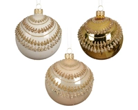 Kerstbal Ketting Glitter Glas Ø8cm Assorti 1st
