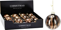 Kerstbal Marmer Bruin Glitter Glas Ø8cm
