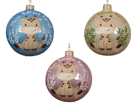Kerstbal Mijn Eerste Kerst Giraffe Ø10cm Assorti 1st
