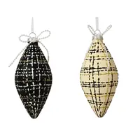 Kerstbal Olijf Tweed Glitter Strik 13cm Assorti 1st