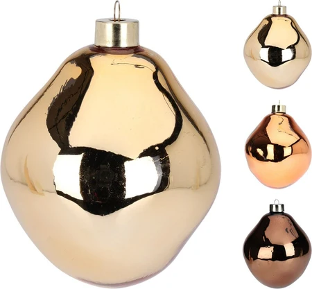 Kerstbal Organisch Glas Goud Ø8cm Assorti 1st