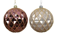 Kerstbal Plastic Ruit Glitter Ø8cm Assorti 1st