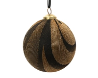 Kerstbal Plastic Stof Bruin en Goud Ø8cm 1st