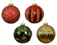 Kerstbal Reliëf Glas Traditioneel Ø10cm Assorti 1st
