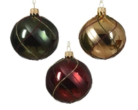 Kerstbal Ruit Glas Ø8cm Assorti 1st