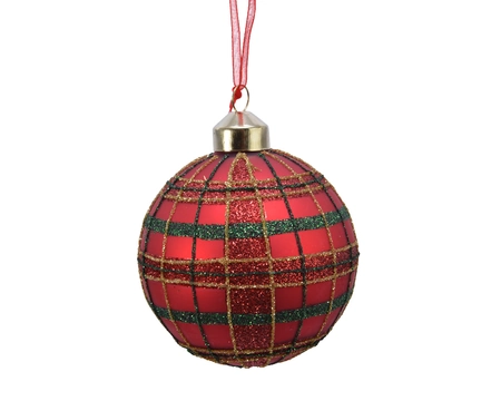 Kerstbal Ruit Rood en Groen Glas Assorti 1st