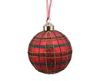 Kerstbal Ruit Rood en Groen Glas Assorti 1st