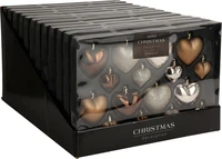 Kerstbal Set Hartjes Plastic Amber 16st