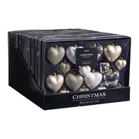 Kerstbal Set Hartjes Plastic Champagne 16st