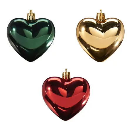 Kerstbal Set Hartjes Plastic Traditioneel 16st