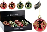 Kerstbal Strik Glas Ø8cm Assorti 1st