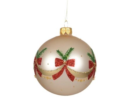 Kerstbal Strik Guirlande Glas Parel Ø8cm