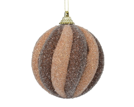 Kerstbal Swirl Glitter Foam Espresso Bruin en Karamel Bruin